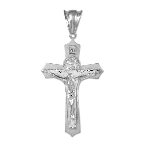 White Gold Holy Trinity Crucifix Pendant Midsize