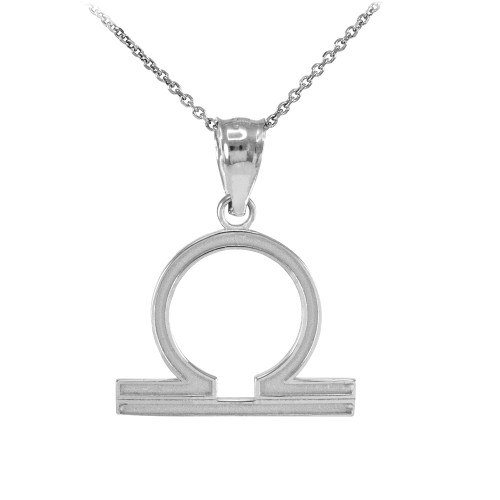 White Gold Libra Zodiac Sign Pendant Necklace