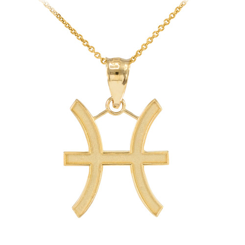 Gold Pisces Zodiac Sign Pendant Necklace