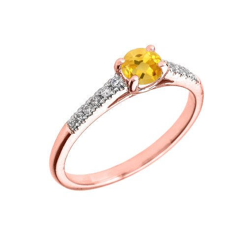 Rose Gold Diamond and Citrine Engagement Proposal Ring
