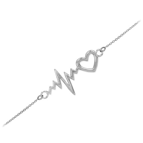 14k White Gold Heartbeat Bracelet