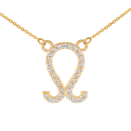 14K Gold Leo Zodiac Sign Diamond Necklace