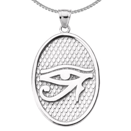 Sterling Silver Eye of Horus Oval Pendant Necklace