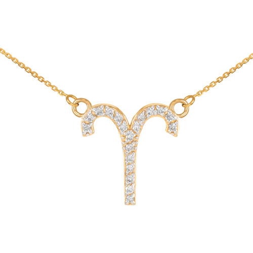 14K Gold Aries Zodiac Sign Diamond Necklace