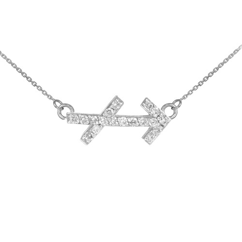 14K White Gold Sagittarius Zodiac Sign Diamond Necklace