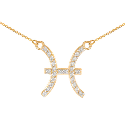 14K Gold Pisces Zodiac Sign Diamond Necklace