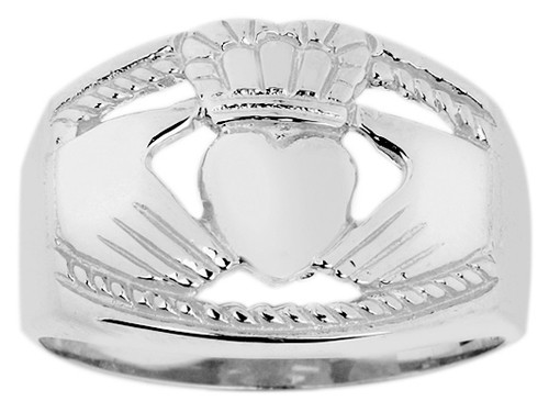 Silver Claddagh Ring Mens Bold