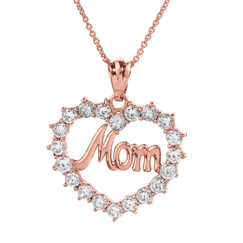 Rose Gold "MOM" Open Heart Pendant Necklace