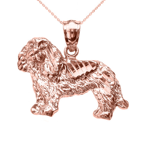 Rose Gold Diamond Cut King Charles Spaniel Pendant Necklace