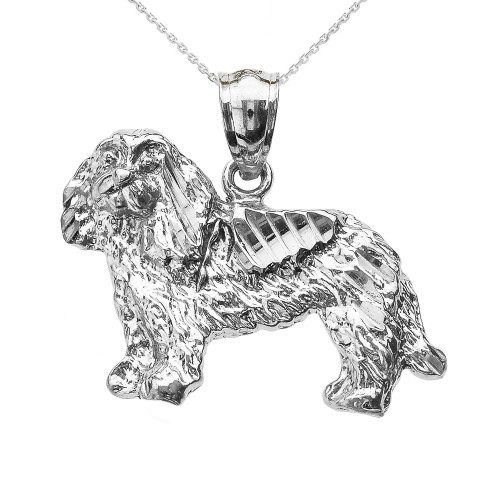 Sterling Silver Diamond Cut King Charles Spaniel Pendant Necklace