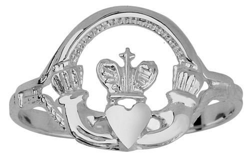 Silver Claddagh Ring Ladies with Cross