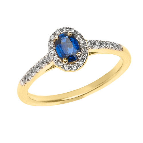 Yellow Gold Sapphire and Diamond Elegant Proposal ring