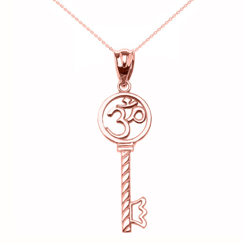 Rose Gold Om/Ohm Key Pendant Necklace