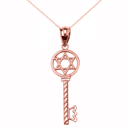 Rose Gold Star of David Key Pendant Necklace