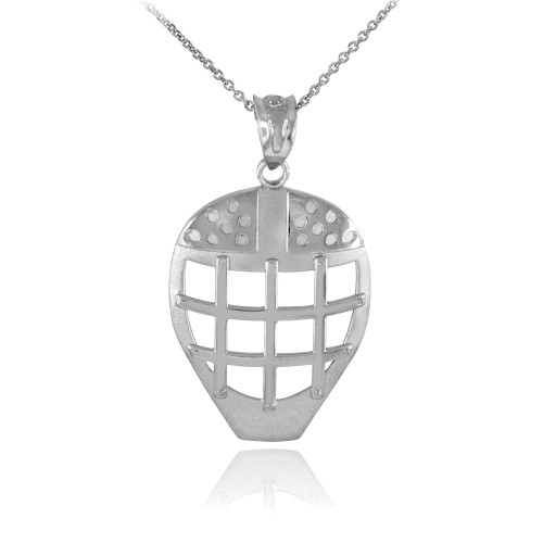 Silver Hockey Goalie Mask Sports Pendant Necklace