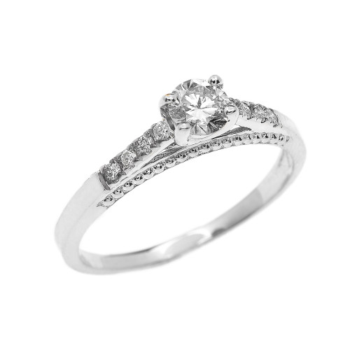 White Gold 0.25 Carat Solitaire Diamond Dainty Engagement Proposal Ring