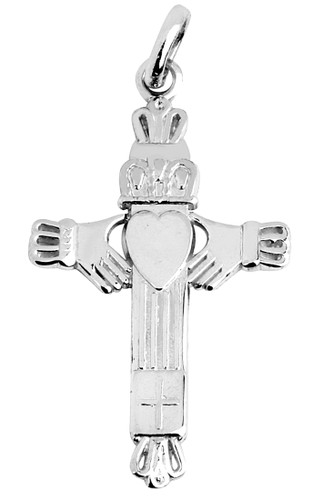 Cross with Claddagh Silver