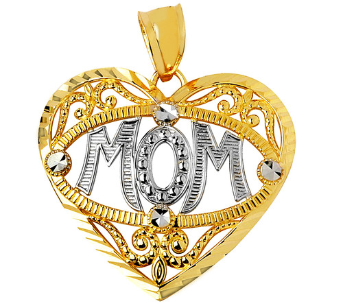 Gold Heart Mom Charm