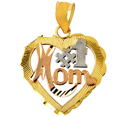 #1 Mom Tri-Color Charm Pendant