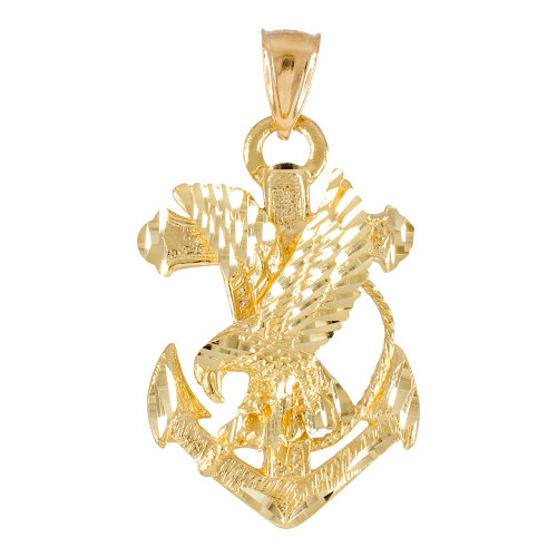 Gold Anchor Eagle Diamond Cut Pendant