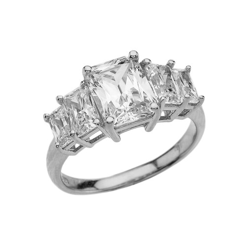 7 Carat Cubic Zirconia White Gold Engagement and Proposal/Promise Ring