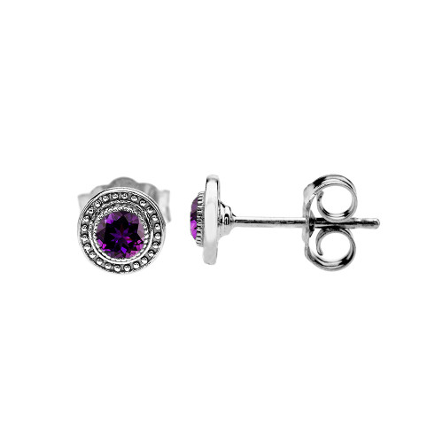 White Gold Amethyst Stud Earrings