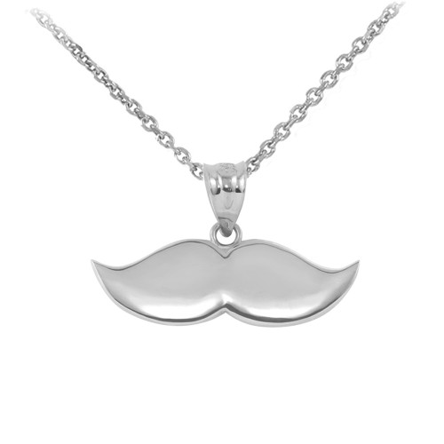Sterling Silver Mustache Charm Pendant Necklace