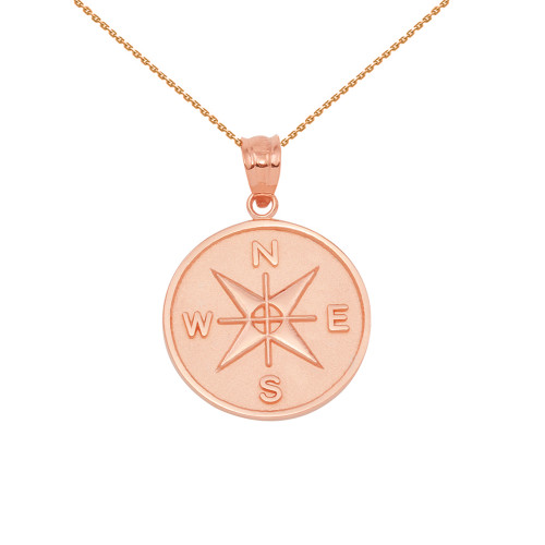 Rose Gold Compass Medallion Pendant Necklace