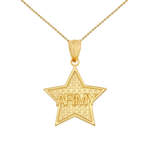 Yellow Gold US Army Star Pendant Necklace