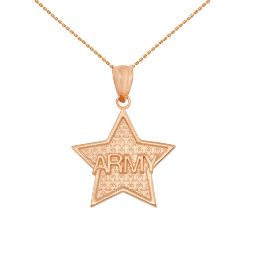 Rose Gold US Army Star Pendant Necklace