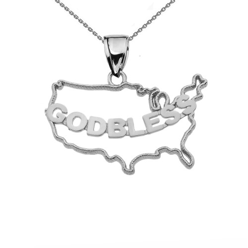 Sterling Silver God Bless America Pendant Necklace