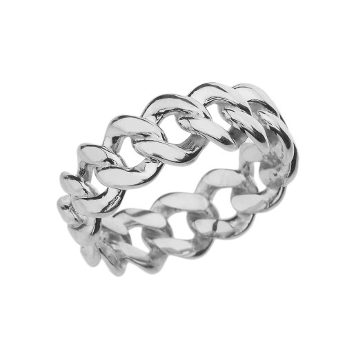 Sterling Silver 7 mm Open Miami Link Eternity Band Ring