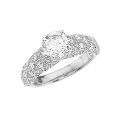 White Gold Engagement Ring With Cubic Zirconia Center