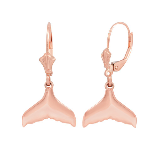 14K Rose Gold Whale Tail Earring Set