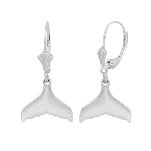 14K White Gold Whale Tail Earring Set