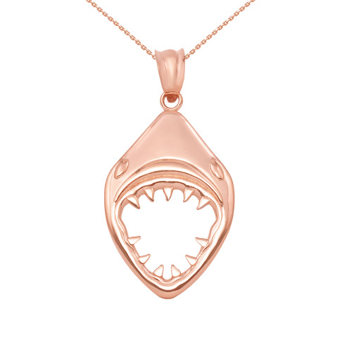 Rose Gold Great White Shark Jaws Pendant Necklace