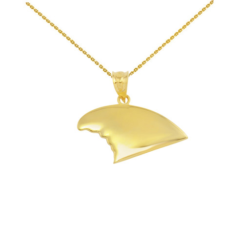 Yellow Gold Shark Fin Pendant Necklace
