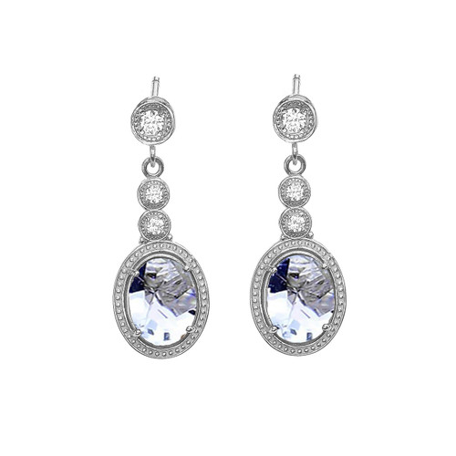 White Gold Diamond and Aquamarine Earrings