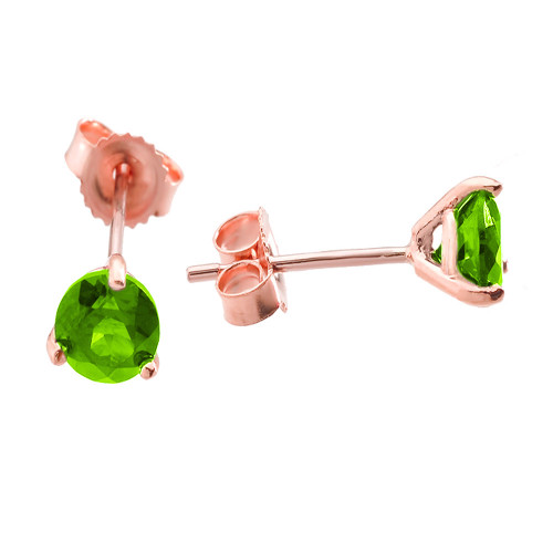 Rose Gold Peridot Martini Stud Earrings