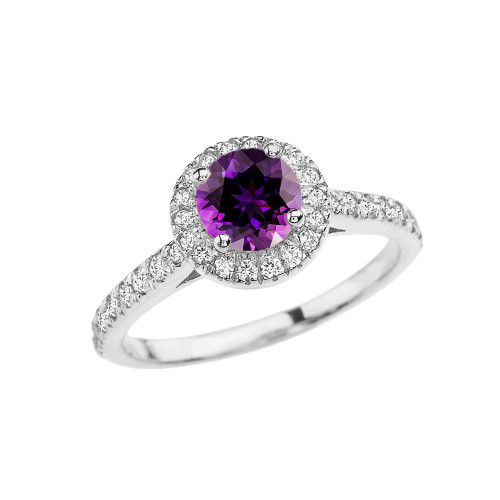 White Gold Diamond and Amethyst Engagement/Proposal Ring