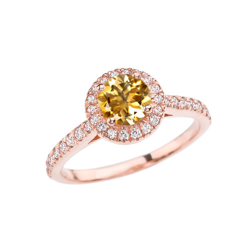 Rose Gold Diamond and Citrine Engagement/Proposal Ring