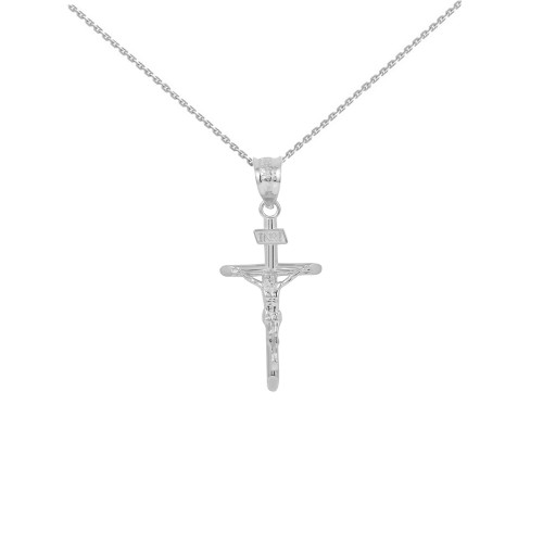 Sterling Silver Solid Cross Pendant Necklace ( 1.18")