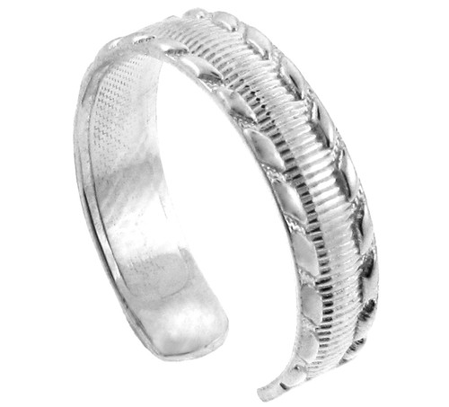 White Gold Milgrain Weave Toe Ring