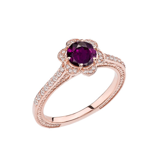 Alexandrite(LCAL) and Diamond Rose Gold Engagement/Proposal Ring