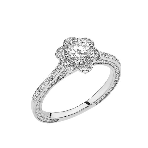 White Topaz and Diamond White Gold Engagement/Proposal Ring