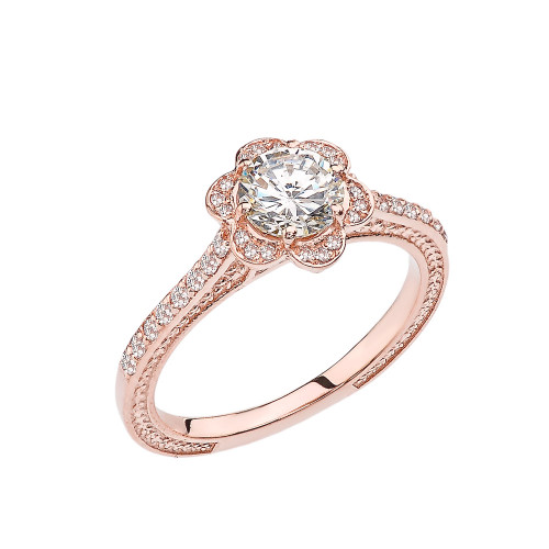 White Topaz and Diamond Rose Gold Engagement/Proposal Ring