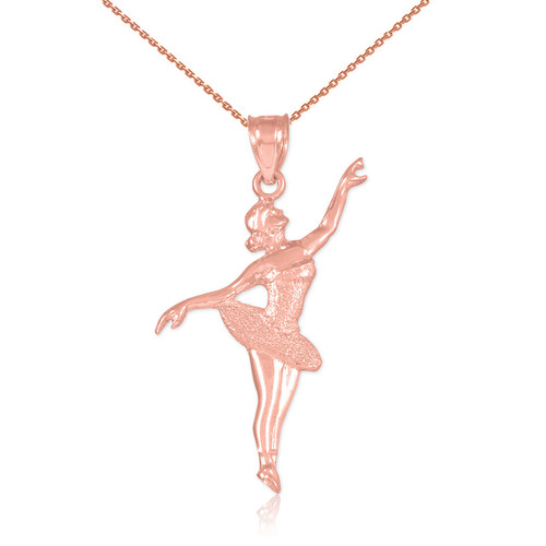 Ballet Dancer Rose Gold Charm Pendant Necklace
