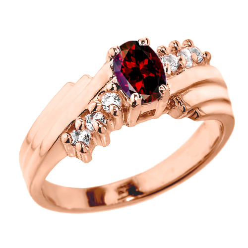 Dazzling Rose Gold Diamond and Garnet Proposal Ring