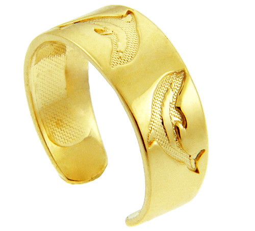 Dolphin Yellow Gold Toe Ring