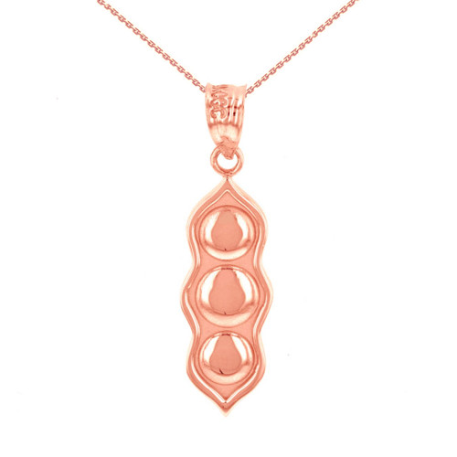 Rose Gold Three Peas in a Pod Pendant Necklace